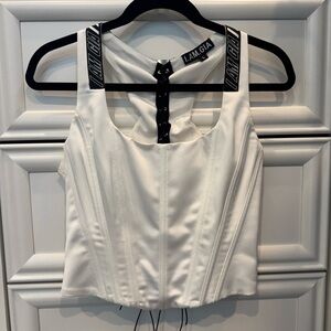 I.AM.GIA White Bustier Tank Top with Cut Out Design